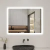 Miroir de salle de bain LED avec bluetooth et horloge, 80x60cm, Tri-color, anti-buée, AICA SANITAIRE