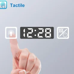 Miroir de salle de bain LED avec bluetooth et horloge, 80x60cm, Tri-color, anti-buée, AICA SANITAIRE