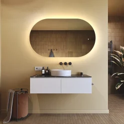 Miroir de salle de bain lumineux - ARTFORMA - Ovale - 120x70cm - LED Dual + Interrupteur tactile