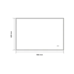 Miroir de salle de bain LED 90x60cm anti buée, luminosité variable avec cadre en aluminium noir LuxuryBain