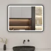Miroir de salle de bain LED 80x60cm avec cadre noir, tricolore + anti-buée + mémoire + gradation infinie, AICA SANITAIRE