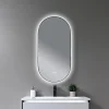 Miroir de salle de bain LED 45x90cm ovale anti buée avec cadre en aluminium noir- LuxuryBain