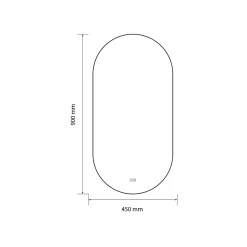 Miroir de salle de bain LED 45x90cm ovale anti buée avec cadre en aluminium noir- LuxuryBain