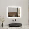 Miroir de salle de bain LED intégrée avec anti-buée 80x60cm Horizontal/Vertical Blanc froid, AICA SANITAIRE