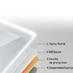 Miroir de salle de bain LED intégrée avec anti-buée 80x60cm Horizontal/Vertical Blanc froid, AICA SANITAIRE