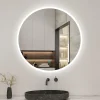Miroir de salle de bain led rond 80 cm, anti buée miroir avec interrupteur tactile,lumière blanche, AICA SANITAIRE