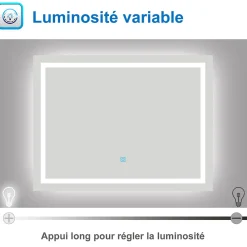 Miroir de salle de bain LED dimmable, avec mémoire et anti-buée, 160x70cm, IP44, AICA SANITAIRE