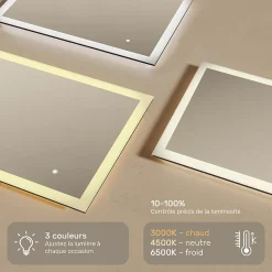 Miroir de salle de bain lumineux - ARTFORMA - Forme arrondie - 120x70cm - LED Dual + Interrupteur tactile