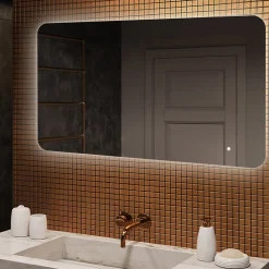 Miroir de salle de bain lumineux - ARTFORMA - Forme arrondie - 120x70cm - LED Dual + Interrupteur tactile