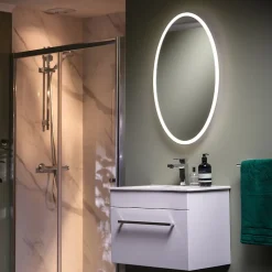 Miroir de salle de bain lumineux LED sur batterie rechargeable Verve ovale H.80 x l.50 cm Sensio