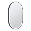 Miroir de salle de bain lumineux ovale anti buée avec contour noir - 60 x 90 cm - ALARICO