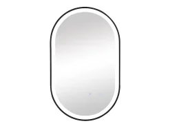 Miroir de salle de bain lumineux ovale anti buée avec contour noir - 60 x 90 cm - ALARICO
