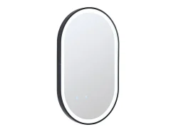Miroir de salle de bain lumineux ovale anti buée avec contour noir - 60 x 90 cm - ALARICO