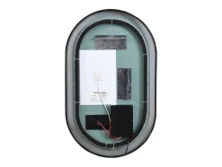 Miroir de salle de bain lumineux ovale anti buée avec contour noir - 60 x 90 cm - ALARICO
