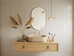 Miroir de salle de bain lumineux ovale anti buée avec contour noir - 60 x 90 cm - ALARICO