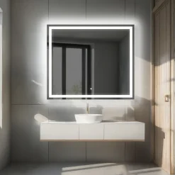 Miroir de Salle de Bain LED - Bella, 120x90 cm, LED Lumineux Miroir, Blanc Froid 7000K, Interrupteur Tactile