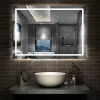 Miroir de salle de bain LED dimmable, avec mémoire et anti-buée, 120x70cm, IP44, AICA SANITAIRE