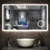 Miroir de salle de bain led bluetooth, 140x80cm Anti-buée, 3x Loupe, 3 couleurs de lumière, AICA SANITAIRE