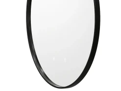 Miroir de salle de bain lumineux rond anti buée avec contour noir - D60 cm - PEONIA