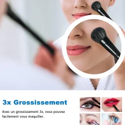 Miroir de salle de bain LED 80x60cm tricolore anti-buée + bluetooth + loupe + mémoire + dimmable, AICA SANITAIRE