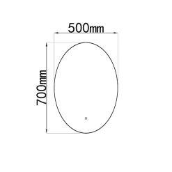 Miroir de salle de bain LED 50x70cm ovale anti buée avec cadre en aluminium noir LuxuryBain