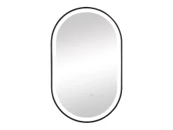 Miroir de salle de bain lumineux ovale anti buée avec contour noir - 50 x 80 cm - ALARICO