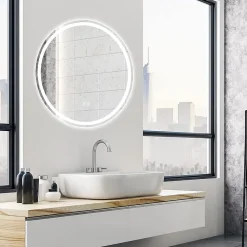 Miroir de Salle de Bain LED Miroir Mural avec 3 Couleurs de Lumière & Luminosité Réglable Miroir de Coiffeuse LED
