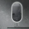 Miroir de salle de bain LED 45x90cm ovale anti buée avec cadre en aluminium doré, or LuxuryBain