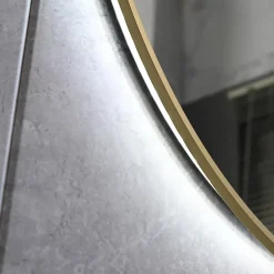 Miroir de salle de bain LED 45x90cm ovale anti buée avec cadre en aluminium doré, or LuxuryBain