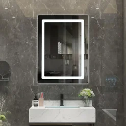 Miroir de salle de bain LED 60x80cm à luminosité variable rectangulaire LuxuryBain