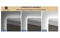 Miroir de salle de bain LED 60x80cm à luminosité variable rectangulaire LuxuryBain