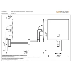 Miroir de salle de bain mural grossissant articulé SANINDUSA Luxe lumineux chrome