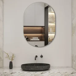 Miroir de salle de bain ovale sans cadre 60x80 cm, AICA SANITAIRE