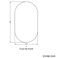 Miroir de salle de bain ovale sans cadre 45x80 cm, AICA SANITAIRE
