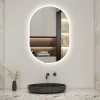 Miroir de salle de bain ovale 45x90 cm, anti-buée + mémoire + dimmable, AICA SANITAIRE