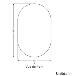 Miroir de salle de bain ovale sans cadre 50x80 cm, AICA SANITAIRE