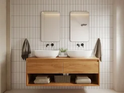Miroir de salle de bain rectangle contour noir - 50x80 cm - DEMETRIA