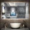 Miroir de salle de bain rétro-éclairé sans cadre 100x60cm, Tricolore + Anti-buée + Mémoire + Dimmable, AICA SANITAIRE