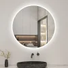Miroir de salle de bain rond 60x60cm avec Horloge, LED, Tricolore, Anti-Buée, AICA SANITAIRE