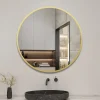 Miroir de salle de bain rond 70cm cadre doré mat, AICA SANITAIRE