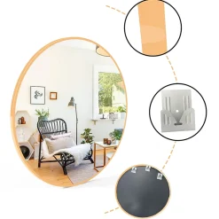 Miroir de salle de bain rond 70cm cadre doré mat, AICA SANITAIRE