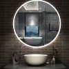 Miroir de salle de bain rond 100x100cm LED tricolore anti-buée + mémoire + dimmable, AICA SANITAIRE