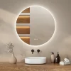 Miroir de salle de bain rond éclairé par LED 100 cm, antibuée, sans cadre
