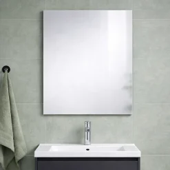 Miroir De Salle De Bain Simple Avec Cadre En Abs Gris 70X60