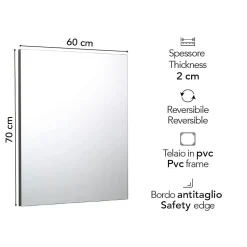 Miroir De Salle De Bain Simple Avec Cadre En Abs Gris 70X60