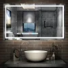 Miroir de salle de bain 120x70cm Tri-color anti-buée LED avec mémoire et lumière gradation, AICA SANITAIRE