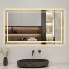 Miroir de salle de bain 120x70cm Tri-color anti-buée LED avec mémoire et lumière gradation, AICA SANITAIRE