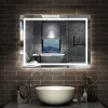 Miroir de salle de bain 100x70cm Tri-color anti-buée LED avec mémoire et lumière gradation, AICA SANITAIRE