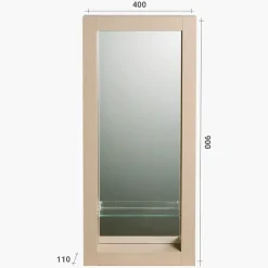Miroir de salle de bain 90x40 cm en bois couleur chêne avec étagère fixation murale CEDAM