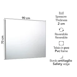 Miroir De Salle De Bain 90X70 Cm Réversible Avec Cadre De Support